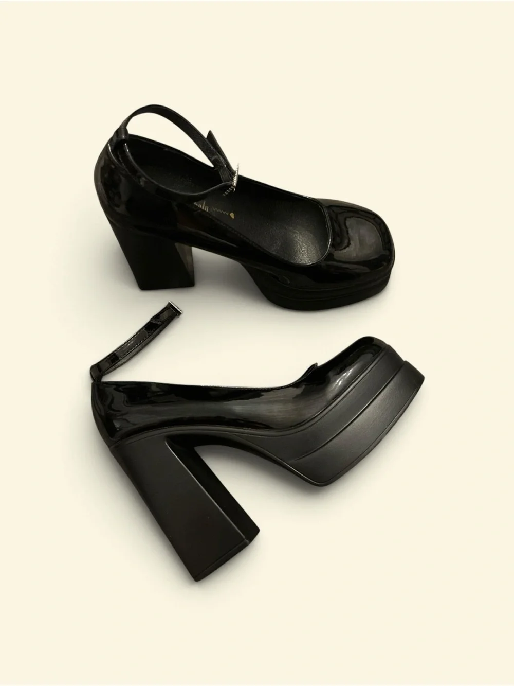 Platform Mary Jane Heels in Black